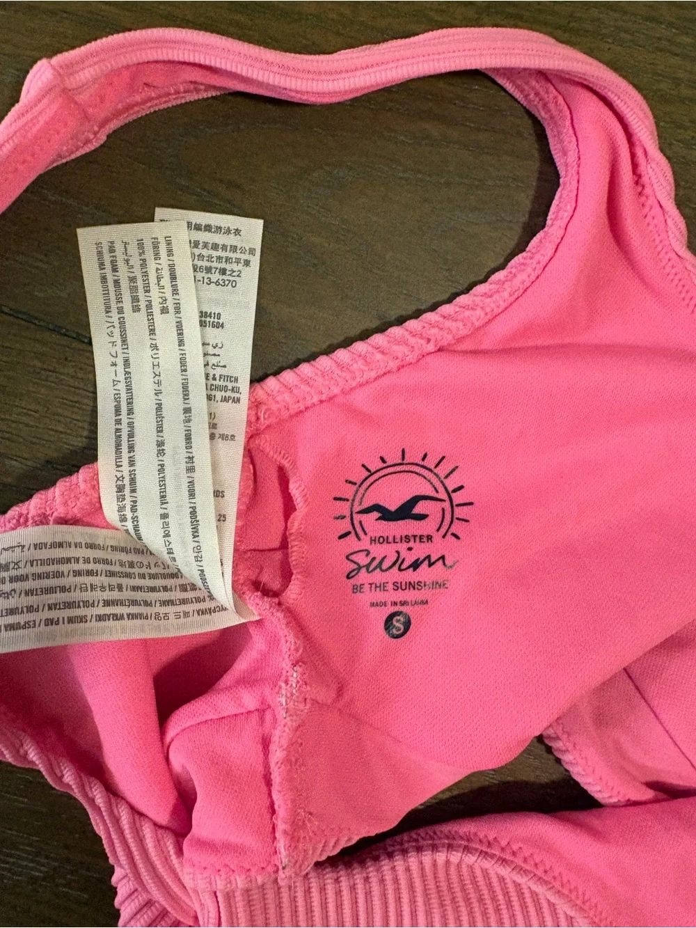 Hollister Ribbed Pink Scoop Bikini Top